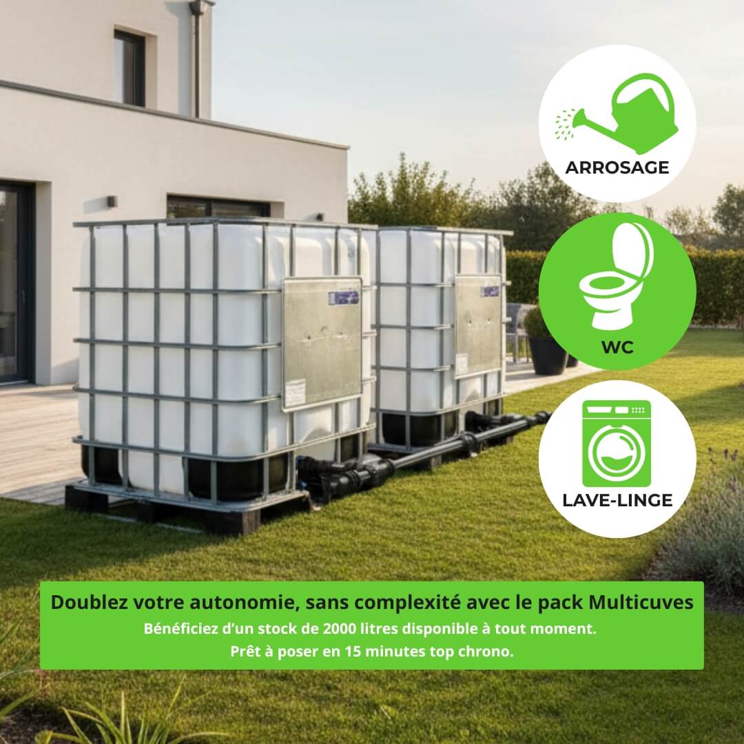 Illustration des int&eacute;r&ecirc;ts du pack trois cuves + kit de raccordement